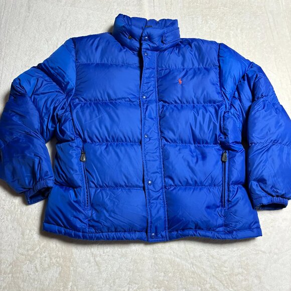 Polo by Ralph Lauren Mens Puffer Jacket XL Royal Blue 90% Down Filled